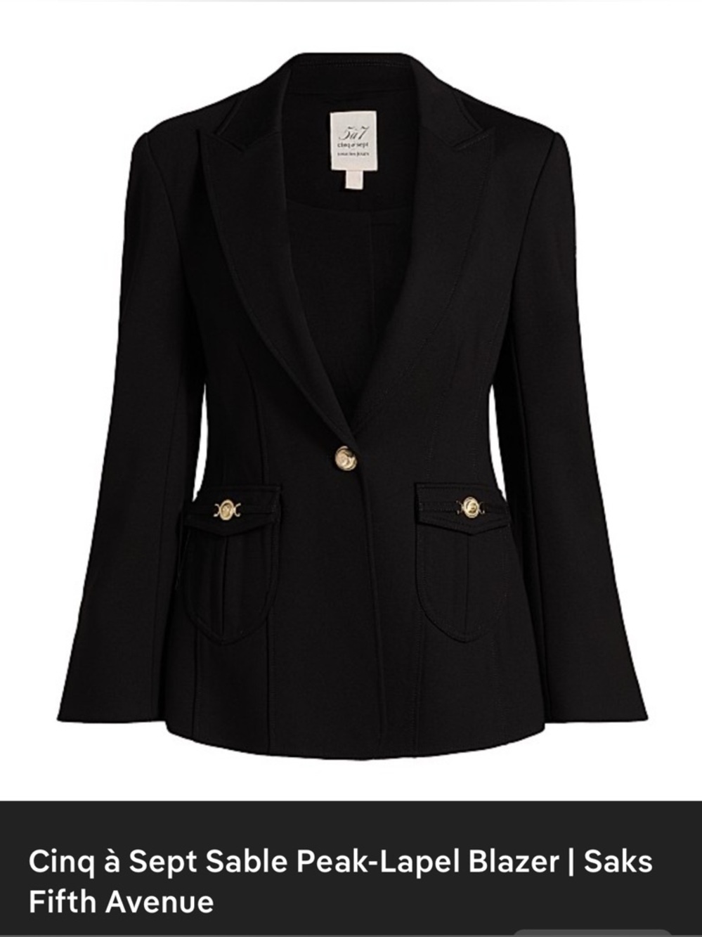 Cinq à Sept Sable Blazer Black Sz 6 NWT $445